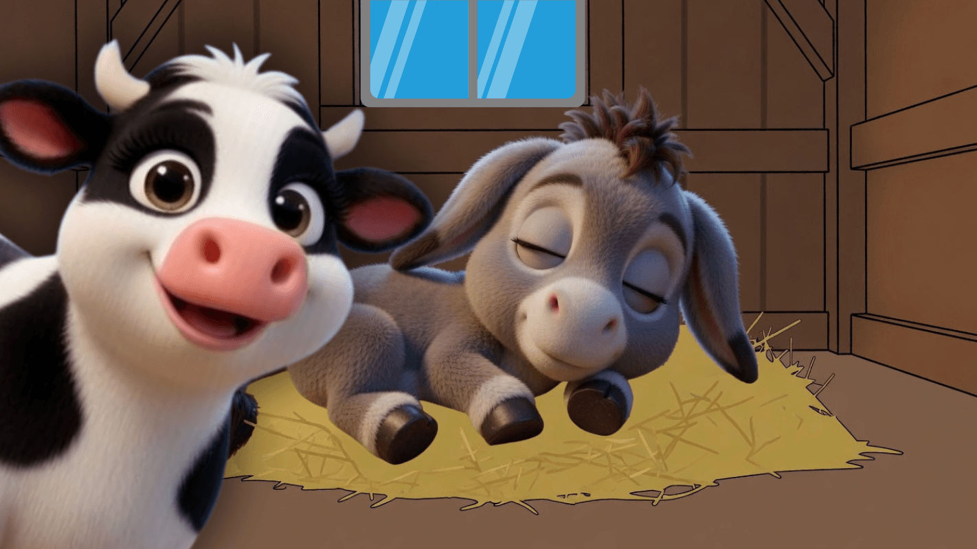 Metodología Educativa infantil aprender animales para niños, el burriquito Bruno y la vaca Ana.