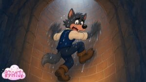 el lobo escapó por la chimenea