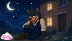 el lobo ideaba su plan para bajar por la chimenea